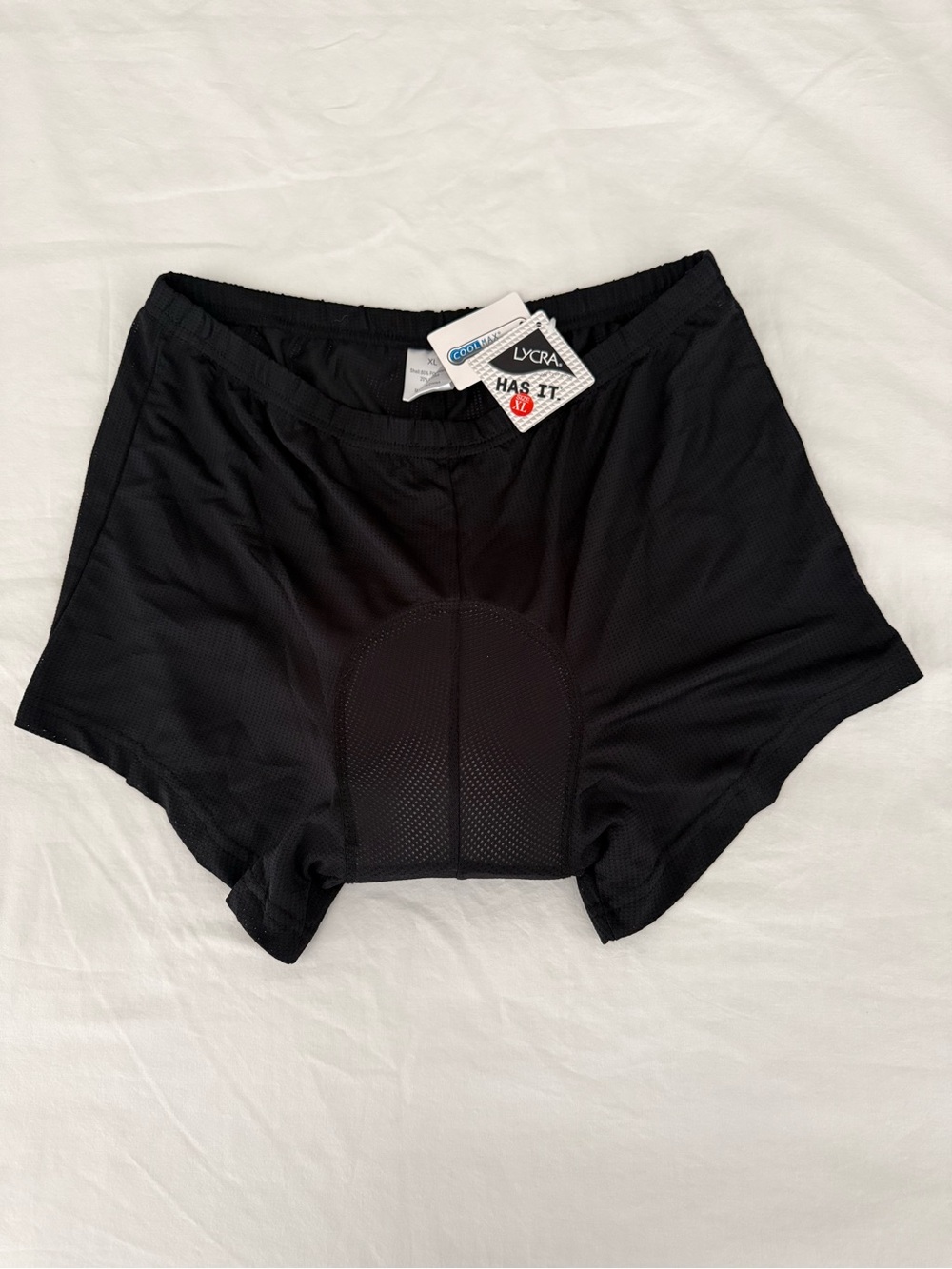 NWT Black Coolmax Padded Cycling Bike Shorts Chamois Lycra Size XL